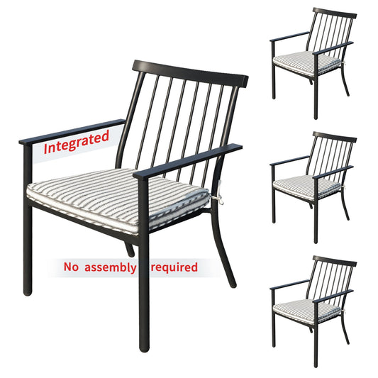 Set of 4 Stackable Outdoor Patio Chairs-2C-Matte Black - NADADI
